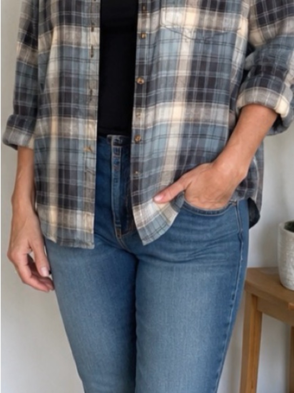 Carhartt Plaid Button-Up Shirt in Blue and Gray